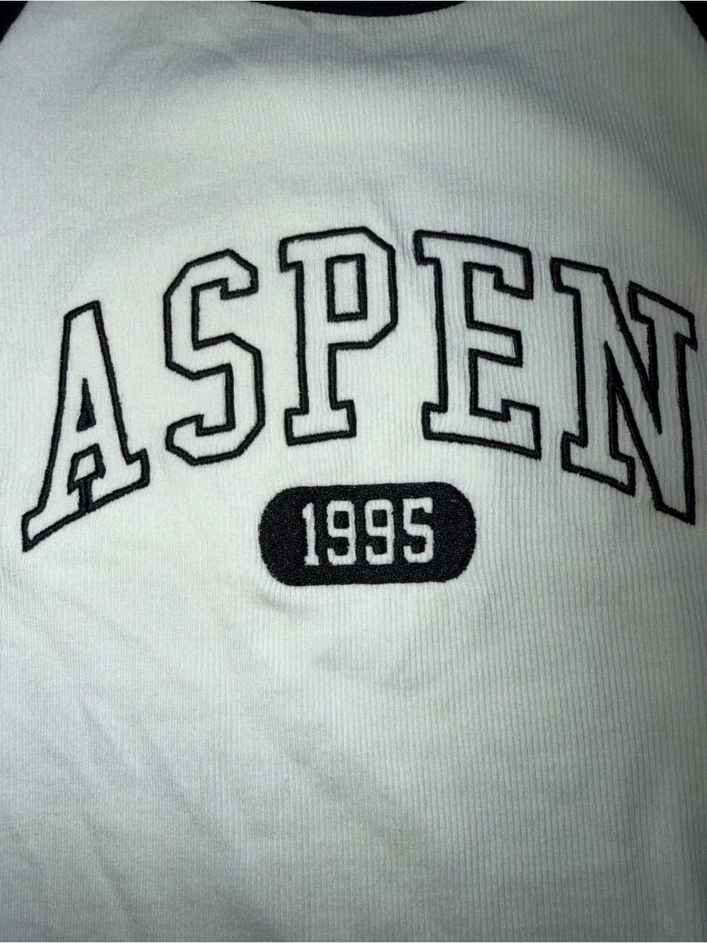 Garage White Ribbed Tee with Black Trim - Picture 3 of 3